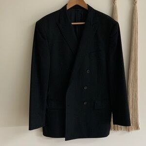 J.Crew Double-Breasted Navy Sportcoat - Super 120's Loro Piana Wool (Size 42R)